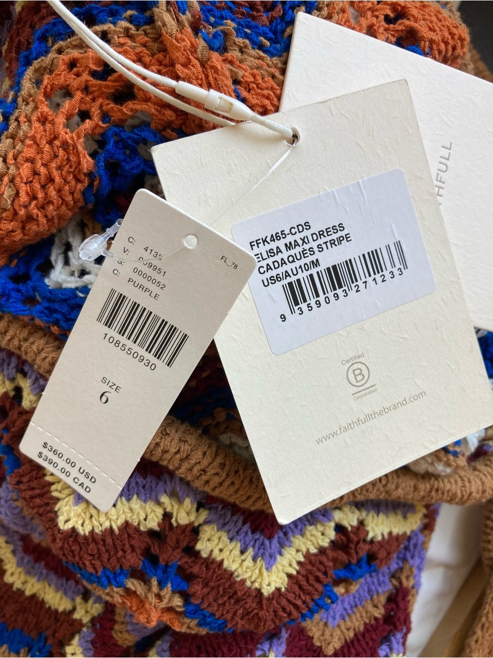 Anthropologie Faithfull Elisa Knit Zigzag Stripe Open Knit Maxi Dress, NWT Sz 6 - Picture 16 of 16
